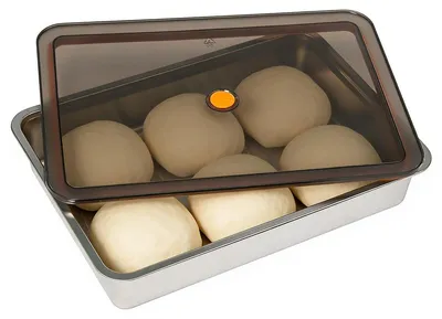 Zdjęcie produktu dla Pojemnik na żywność ze stali nierdzewnej z pokrywką - 33 x 23 x 7 cm - 3800 ml - Szczelny