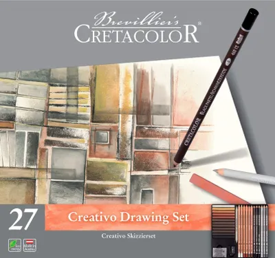 Image de Cretacolor set de dessin Creativo 27 pièces crayons de couleur et craie