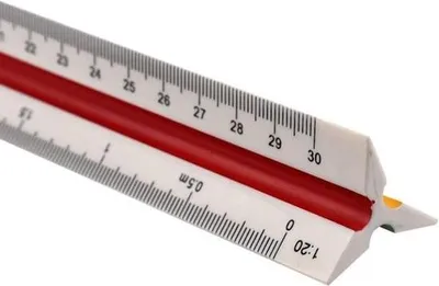 Image de Règle triangulaire en plastique de 30 cm de long avec échelle métrique 1:20 1:25 1:50 1:75 1:100 1:125
