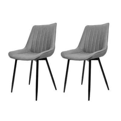 Produktbild von 2er Set Esszimmerstühle Polsterstühlen aus Metallbeine für Esszimmer,Wohnzimmer,Arbeitszimmer,Schlafzimmer,Lounge-hellgrau