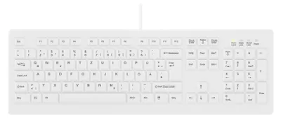 Produktbild von Contour Design Active Key Contour ClassicClean Medizinische Tastatur IP68 Full-Size Kabelgebunden Weiß DE C8100, Volle Größe (100%), Kabelgebunden, USB, Scherenschalter, QWERTZ, Weiß