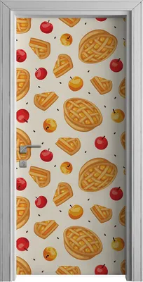 Produktbild von Tür Selbstklebende 90x210 cm Türfolie Türtapete Klebefolie - Apfelkuchen und Äpfel