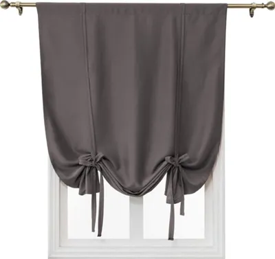Image de Topchances Rideaux pour fenêtres, Unicolore Opaque Rideaux courts,Rideau roman court pour balcon chambre salon cuisine(Gris, 100 * 120 cm)