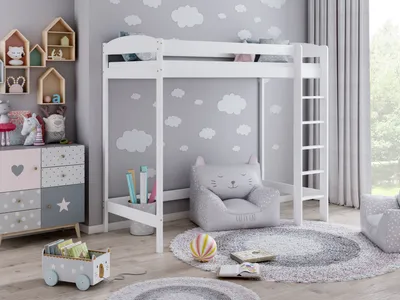 Image de Loft Bed Lit superposé avec escalier Lit surélevé pour enfants Lit surélevé adultes adolescents enfants, 180x90x160 blanc