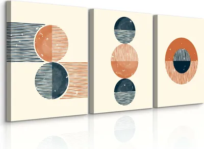 Produktbild von Leinwandbilder Set 3 Bilder 30x40cm KREISE Linien Geometrische Muster Abstraktion Boho