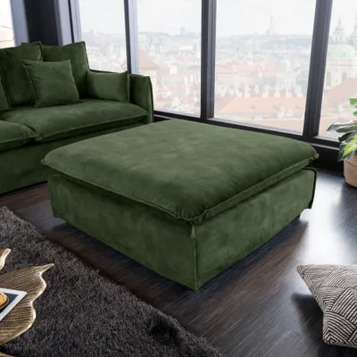 Produktbild von riess-ambiente Großer Hussenhocker HEAVEN 100cm dunkelgrün Samt Landhausstil waschbarer Bezug Hocker Sofahocker