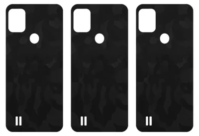 Produktbild von apgo Rückseite Schutzfolie, Skin, kompatibel mit ZTE Blade A51, Hinten Displayschutzfolie aus Vinylfolie, kratzfest, einfache Montage - Schwarzes Tarnmuster