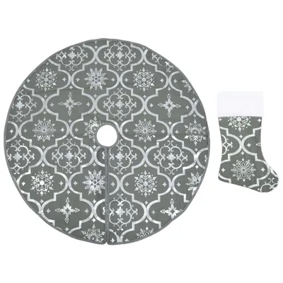 Obrázok produktu pre vidaXL Luxusná deka na vianočný stromček s ponožkou Grey 90 cm Látka