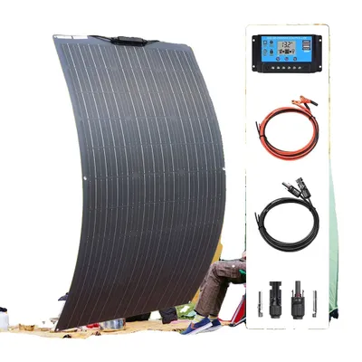 Imagen del producto de Kit de paneles solares, diseño flexible, alta eficiencia, 12V, 100W