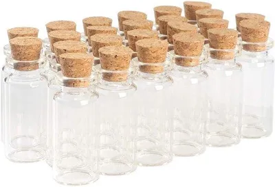 Productafbeelding van Famanu mini-glazen flesjes van 10 ml met kurken - transparant, 24 stuks