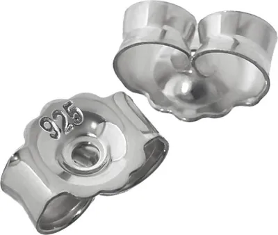 Produktbild von 3 Paar 925 Silber 5mm Butterfly Verschluss Rhodiniert Ohrstecker Loch 0,8mm 2091