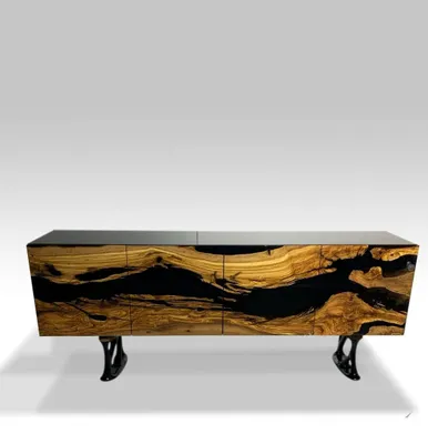 Immagine prodotto di Mobile porta TV credenza RTV basso soggiorno resina epossidica legno marrone