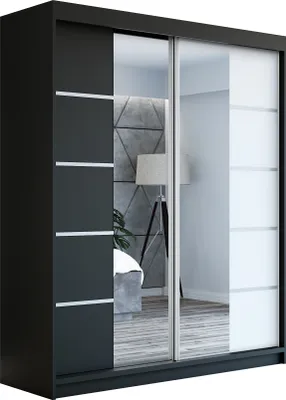 Produktbild von Schwebetürenschrank Kleiderschrank ERO  180 cm Schrank Garderobe Spiegel.Verschiedene Farben (Weiß, Schwarz, Somona). Möbel vom Hersteller!