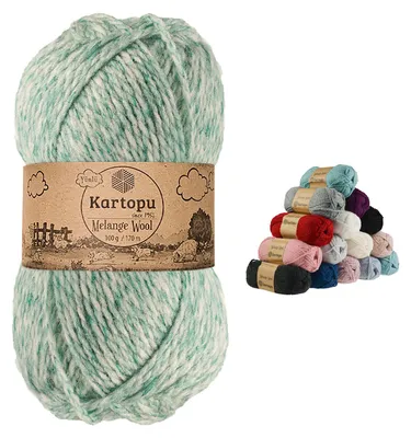 100g Strickgarn Kartopu Melange Wool Strickwolle Häkelgarn grünmeliert