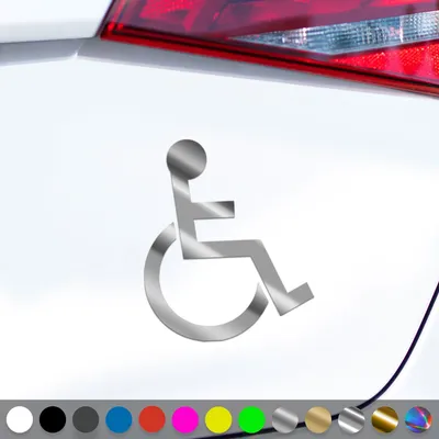 Produktbild von PantherPixel Behindert Aufkleber Handicap Rollstuhlfahrer Sticker Auto Geschenkidee Farbe Chrom-Silber