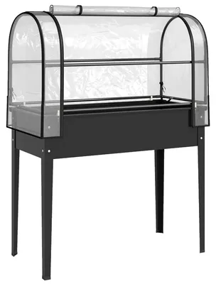 Obrázok produktu pre Vyvýšený záhon s fóliovníkom a krytom | Farba: Čierna | Rozmery: 49 x 100 x 136 cm