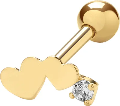 Image de Clou d’oreille cartilage unique Femme Coeur Or 375/1000 avec Oxyde de Zirconium - 3mm*7mm; TRS25997