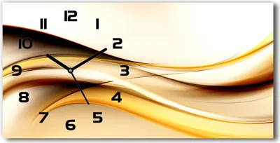 Produktbild von Wanduhr aus Glas – 60x30 cm - Glasbild - Glasuhr - Gehärtetes Glas - schwarze-zeiger - abstrakte Wellen
