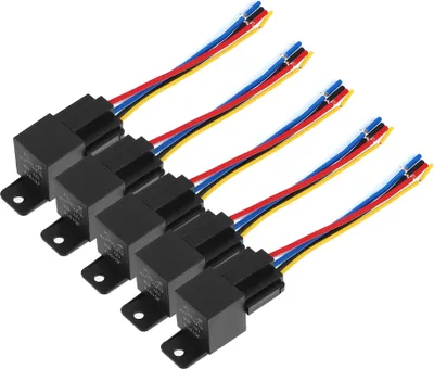 Produktbild von 5 Stück 12V 40A SPDT Auto Relais 5 Stifte 5 Drähte mit Kabelbaum Buchse Stecker