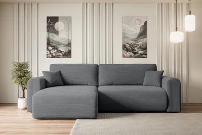 Produktbild von ALTDECOR Ecksofa mit Schlaffunktion und Bettkasten Corner Sofa Eckcouch Couch L-Form universal, links/rechts Schlafcouch Ausziehbar Wohnlandschaft Schlafsofa ORRO-L - 272x145x83cm Dunkelgrau