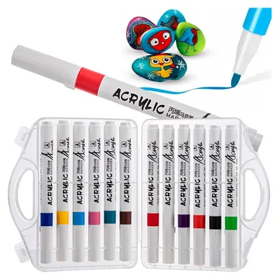 Produktbild von Acryl-Marker Für Stoff Stein Kleidung Wasserdicht Marker Stifte 12Pcs