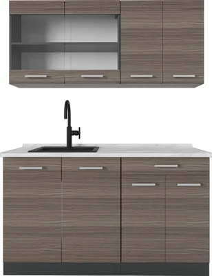 Produktbild von Singleküche Vicco R-Line Edelgrau 140 cm , AP Marmor, Model 53657