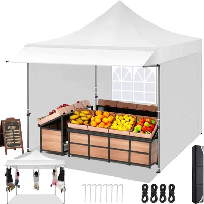 Immagine prodotto di Gazebo da esterno 3x3 metri con tenda parasole estesa, 3 pareti laterali, impermeabile, resistente alle intemperie, colore bianco