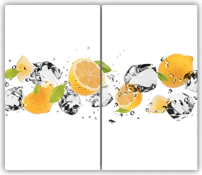 Produktbild von Tulup Glas-Herdabdeckplatte - 2x30x52cm - Glaskeramikkochfeld-Abdeckung Spritzschutz Zweiteilig Zitrone und Wasser