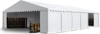 Produktbild von Lagerzelt 8x12 m Industriezelt Unterstand PVC Plane 750 N weiß mit Bodenrahmen