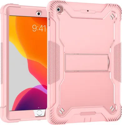 Produktbild von Schutzhülle für iPad 8th/7th Gen, New iPad 10.2 2020/2019, 3 Schichten mit Ständer Strapazierfähig Hülle für iPad 10.2 Zoll Roségold
