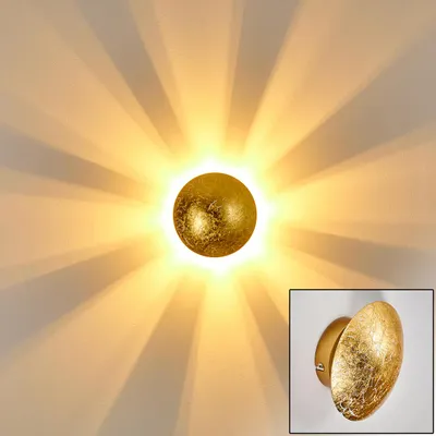 Produktbild von Godo »Godo« Wandlampe runde aus Metall in Gold mit Lichtspiel an der Wand