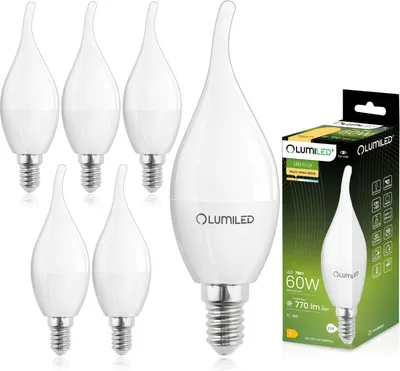 Produktbild von LUMILED BA35 E14 żarówka LED 6 sztuk zestaw 5W zastępuje 40W 470 lm świeca mleczna 3000K ciepła biel żarówki LED 180° podmuch wiatru