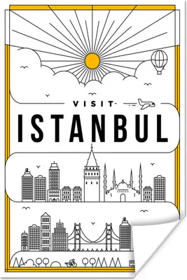 Produktbild von MuchoWow® Poster Stadtbild Istanbul - weiß 80x120 cm - Papierdruck