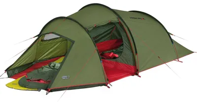 Obrázek produktu pro High Peak 10327 Tunelový stan Falcon 4 Kempingový stan zelený/červený