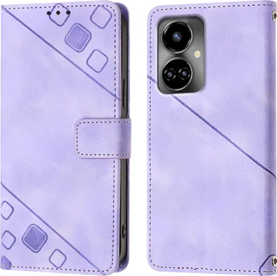 Produktbild von Hülle für Tecno Camon 19 Prägung Flip Leder Brieftasche Schutzhülle mit Ständer Lila