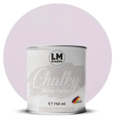 Produktbild von LM-Kreativ Chalky Möbelfarbe 750 ml, Flieder – deckende Kreidefarbe auf Wasserbasis, ultramatt, für Möbel, Holz & Metall, meist ohne Grundierung