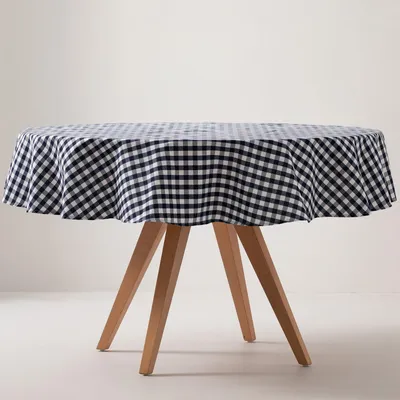 Obrázek produktu pro GAMUSI Voděodolný ubrus 'Vichy Check' 160x160 cm Bavlna Odolný proti skvrnám Omyvatelný - modrý
