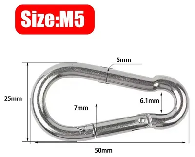 Produktbild von Karabinerhaken - Schnapphaken - M5 - 5er-Pack - Edelstahl - Für Seile und Schlüsselanhänger