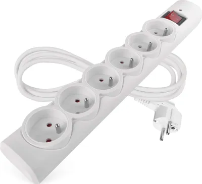 Přepěťová ochrana – 6 zásuvek, 1,5 m, bílá