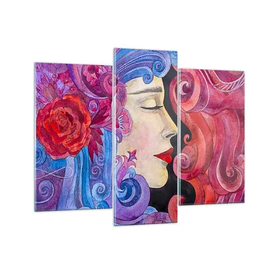 Produktbild von Bilder auf glas - Frau Abstraktion - 130x100cm - Glasbilder - Wandbilder - Kunstdruck - zum Aufhängen bereit - Wanddekoration aus Glas - Glas Bilder - Wandbild auf Glas - 3 Teile - GCB130x100-4005