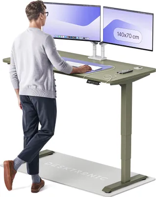 Produktbild von Desktronic HomePro Elektrisch höhenverstellbarer Schreibtisch 140x70cm Grün/Grün mit Memory-Funktion, Anti-Kollisions Technologie, USB-A und USB-C-Ladeanschlüssen