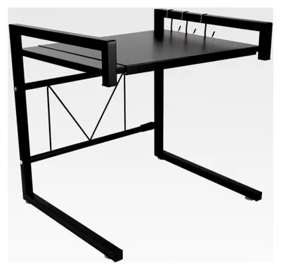 Produktbild von Ausziehbares Mikrowellenregal aus Metall mit 3 Aufbewahrungshaken, Edelstahl, ausziehbare Länge: 40 – 65 cm (schwarz)