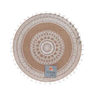 Immagine prodotto di Tovaglia RENATA, iuta, con pompon neri, O 38 cm