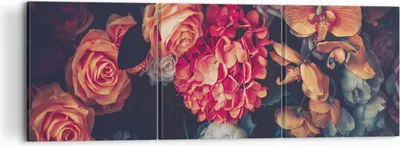 Produktbild von Bild auf Leinwand - Leinwandbild - 3 Teile - Blumenstrauß Blumen Rosen - 120x40cm - Wand Bild - Wanddeko - Wandbilder - Leinwanddruck - Bilder - Wanddekoration - Leinwand bilder - CA120x40-5002