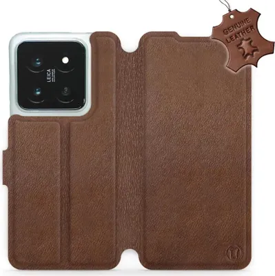 Produktbild von Echtleder Handyhülle für Xiaomi 14 Pro, Mobiwear Leather, Braun