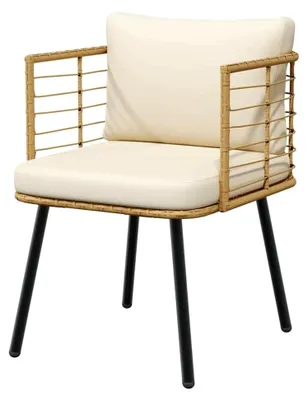 Produktbild von Gartenstuhl mit Kissen aus Poly Rattan, Gartensessel, Outdoor Sessel, Terrassenstuhl