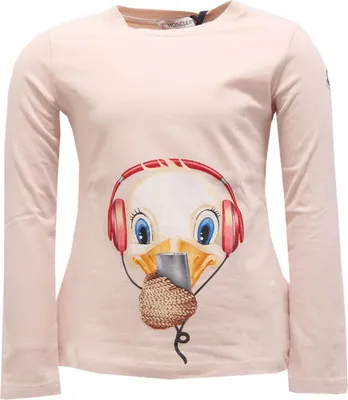Image de 9143R MONCLER T-shirt en coton rose à col ras du cou enfant