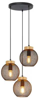 Produktbild von LED Hängeleuchte, Käfig-Design, Holz, schwarz , H 120cm