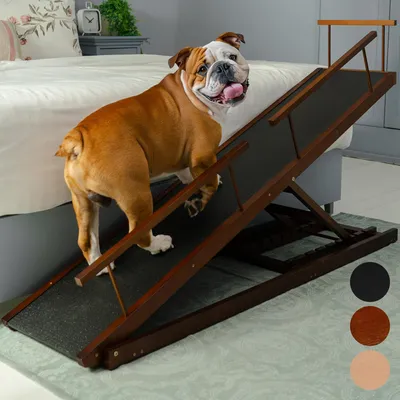Image de Escalier pour chien pour lit, avec rampe de sécurité en bois de bouleau