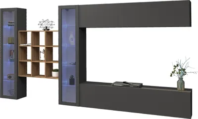 Produktbild von Wohnwand >Benevent< (5-teilig) in Anthrazit matt - 350x180x30 (BxHxT)